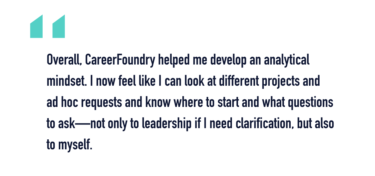 A quote from Cheryl about her career change journey